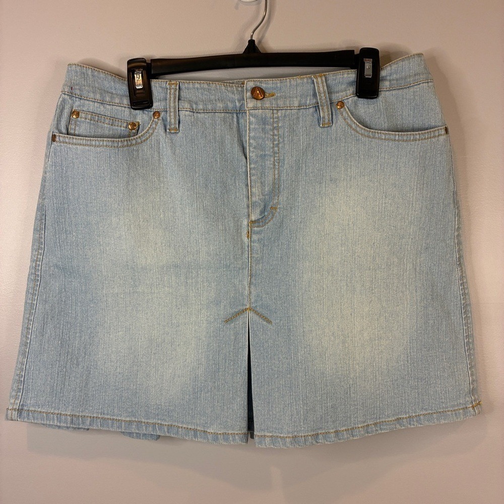 A Line Jeans 12 Light Wash Denim Mini Skirt Ruffle Back 5-Pocket‎ Style 90s Y2K